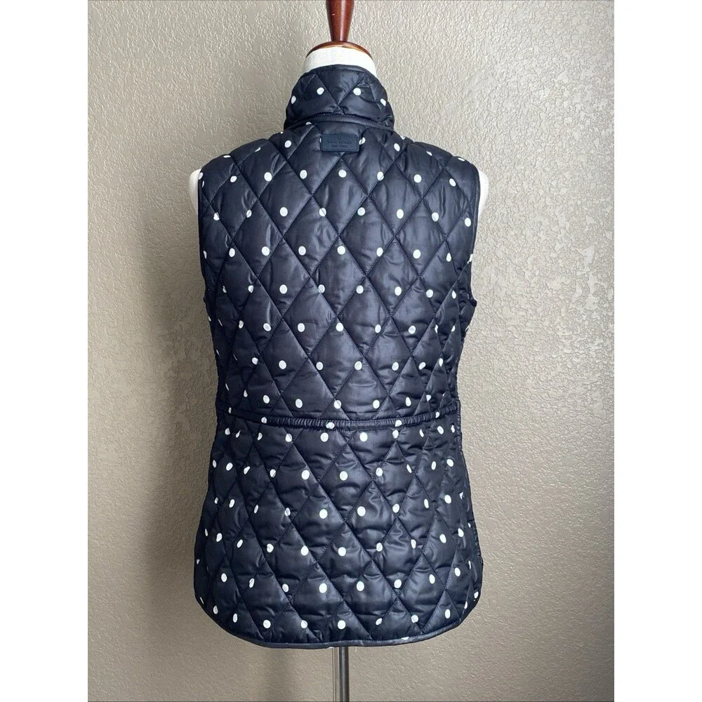 Kate Spade Women’s Reversible Quilted Polka Dot Vest Black Size Small S